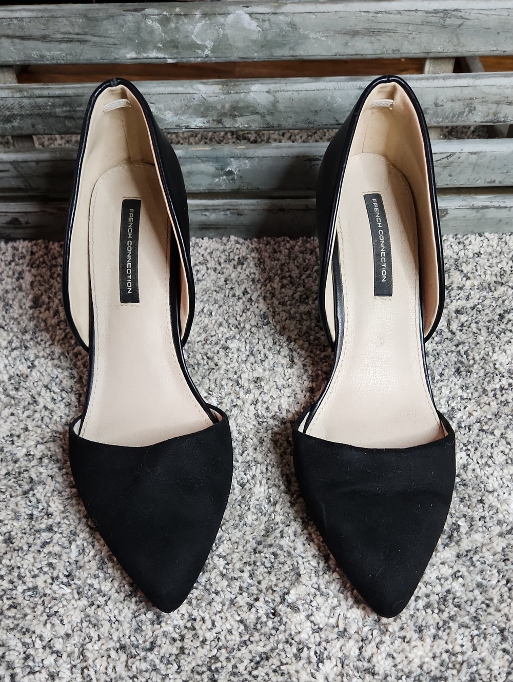 French Connection Black Pointed D'Orsay Heels